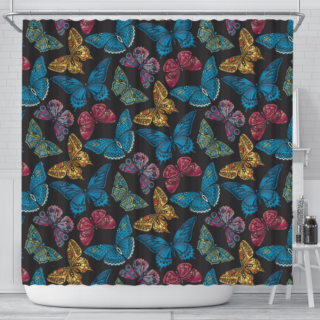 Butterfly Mandala Style Shower Curtain