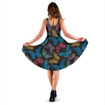 Butterfly Mandala Style Sleeveless Mini Dress