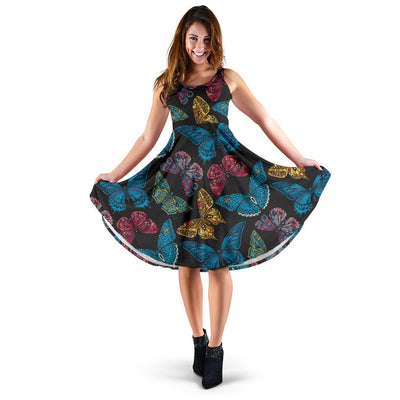 Butterfly Mandala Style Sleeveless Mini Dress