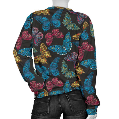Butterfly Mandala Style Women Crewneck Sweatshirt
