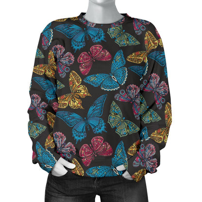 Butterfly Mandala Style Women Crewneck Sweatshirt