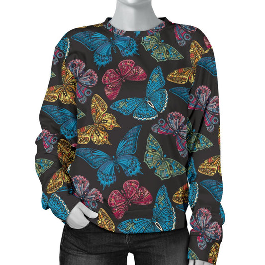 Butterfly Mandala Style Women Crewneck Sweatshirt
