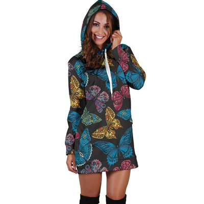 Butterfly Mandala Style Women Hoodie Dress