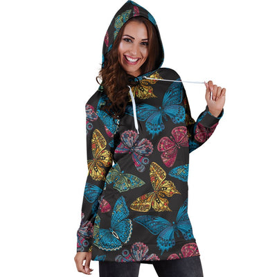 Butterfly Mandala Style Women Hoodie Dress