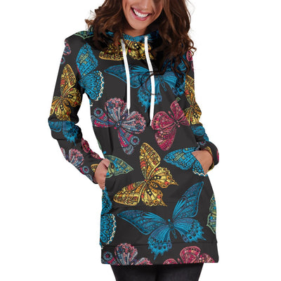 Butterfly Mandala Style Women Hoodie Dress