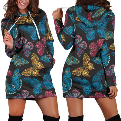 Butterfly Mandala Style Women Hoodie Dress