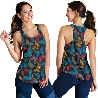Butterfly Mandala Style Women Racerback Tank Top