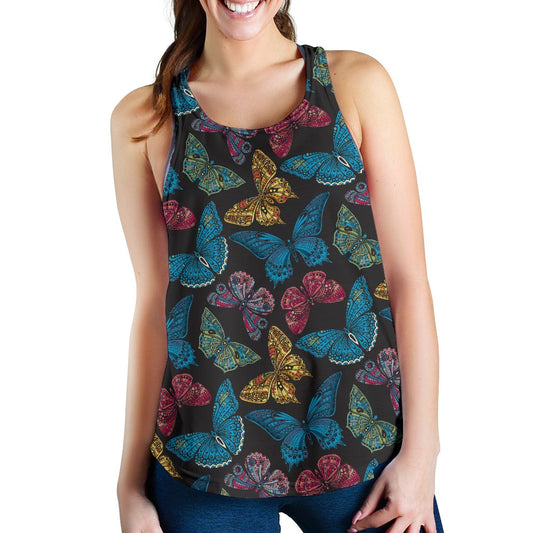 Butterfly Mandala Style Women Racerback Tank Top