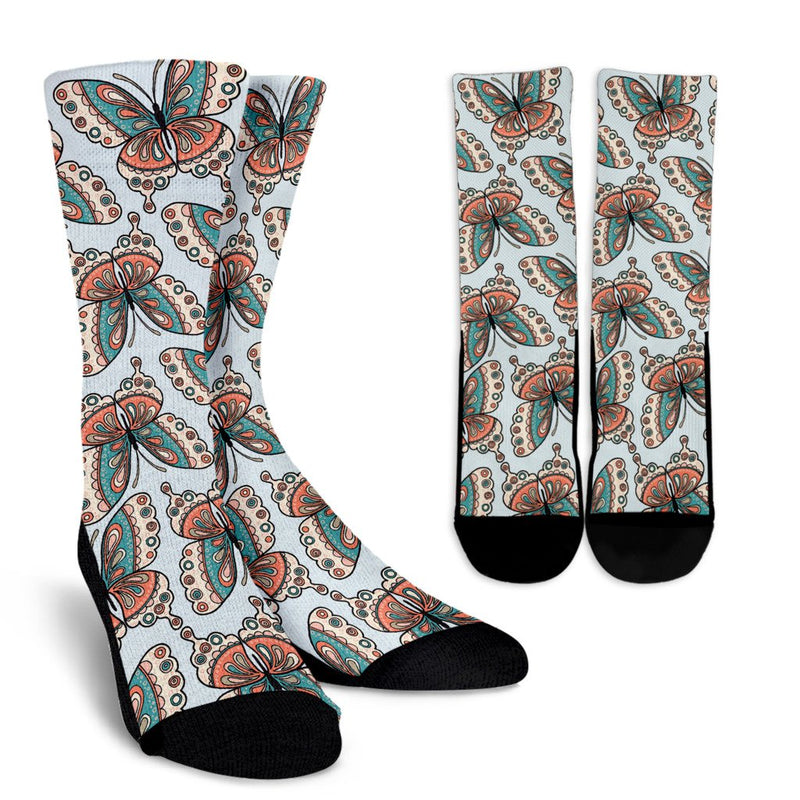 Butterfly Pattern Crew Socks