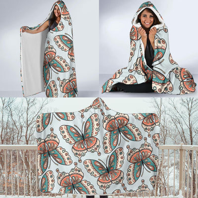 Butterfly Pattern Hooded Blanket-JORJUNE.COM