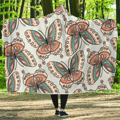 Butterfly Pattern Hooded Blanket-JORJUNE.COM