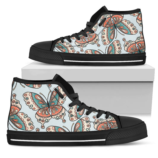 Butterfly Pattern Men High Top Shoes