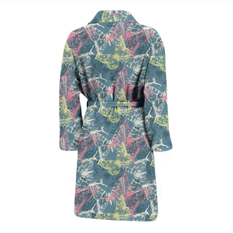 Butterfly Pattern Print Design 01 Men Bathrobe-JORJUNE.COM