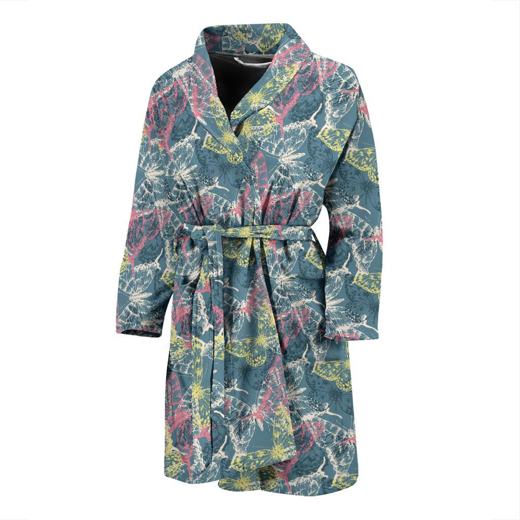 Butterfly Pattern Print Design 01 Men Bathrobe-JORJUNE.COM