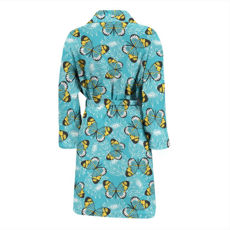 Butterfly Pattern Print Design 010 Men Bathrobe-JORJUNE.COM