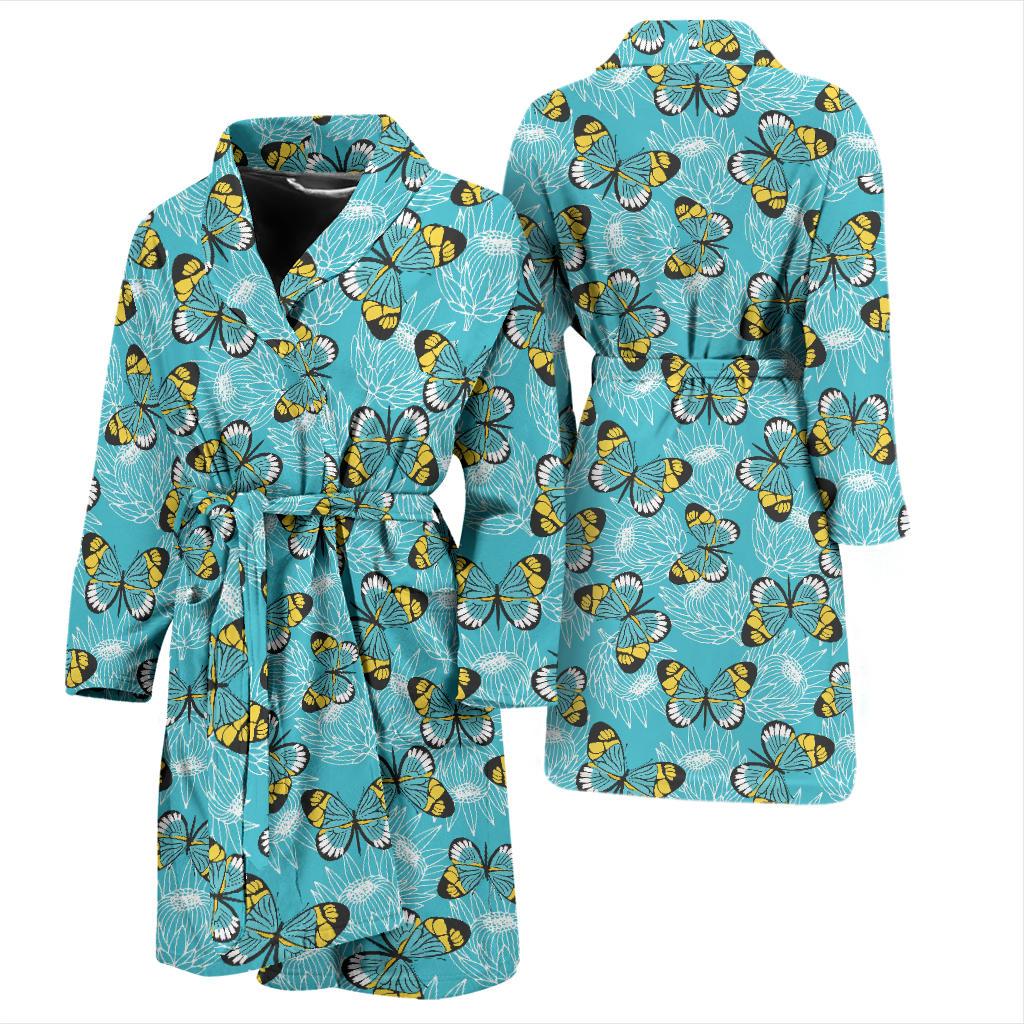 Butterfly Pattern Print Design 010 Men Bathrobe-JORJUNE.COM