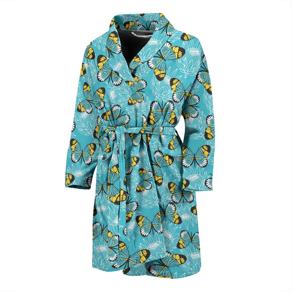 Butterfly Pattern Print Design 010 Men Bathrobe-JORJUNE.COM