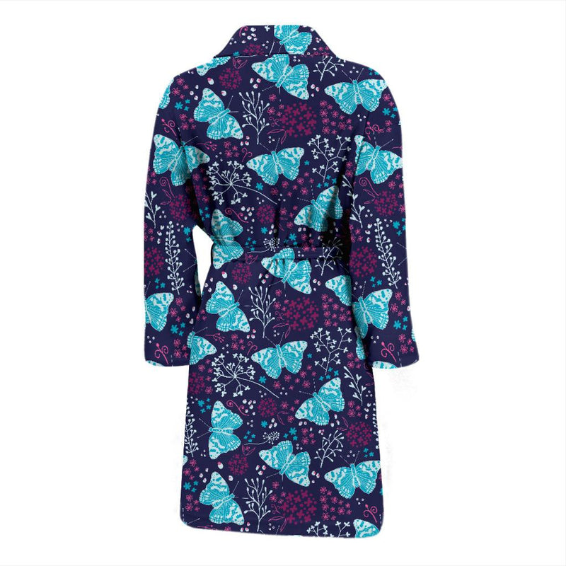 Butterfly Pattern Print Design 011 Men Bathrobe-JORJUNE.COM