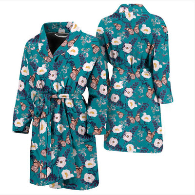 Butterfly Pattern Print Design 012 Men Bathrobe-JORJUNE.COM