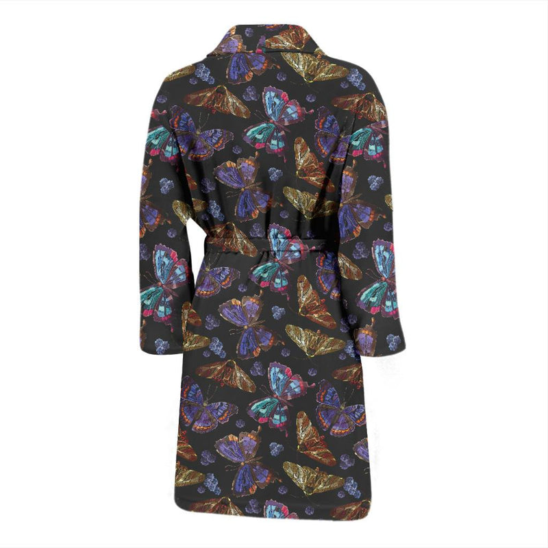 Butterfly Pattern Print Design 013 Men Bathrobe-JORJUNE.COM