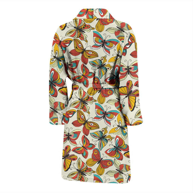 Butterfly Pattern Print Design 02 Men Bathrobe-JORJUNE.COM