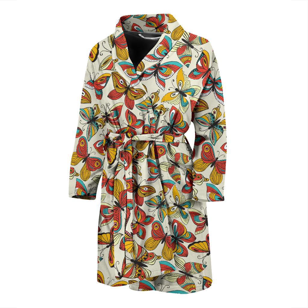 Butterfly Pattern Print Design 02 Men Bathrobe-JORJUNE.COM