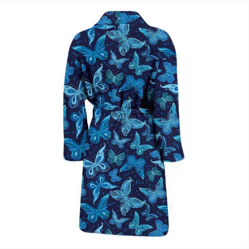 Butterfly Pattern Print Design 03 Men Bathrobe-JORJUNE.COM