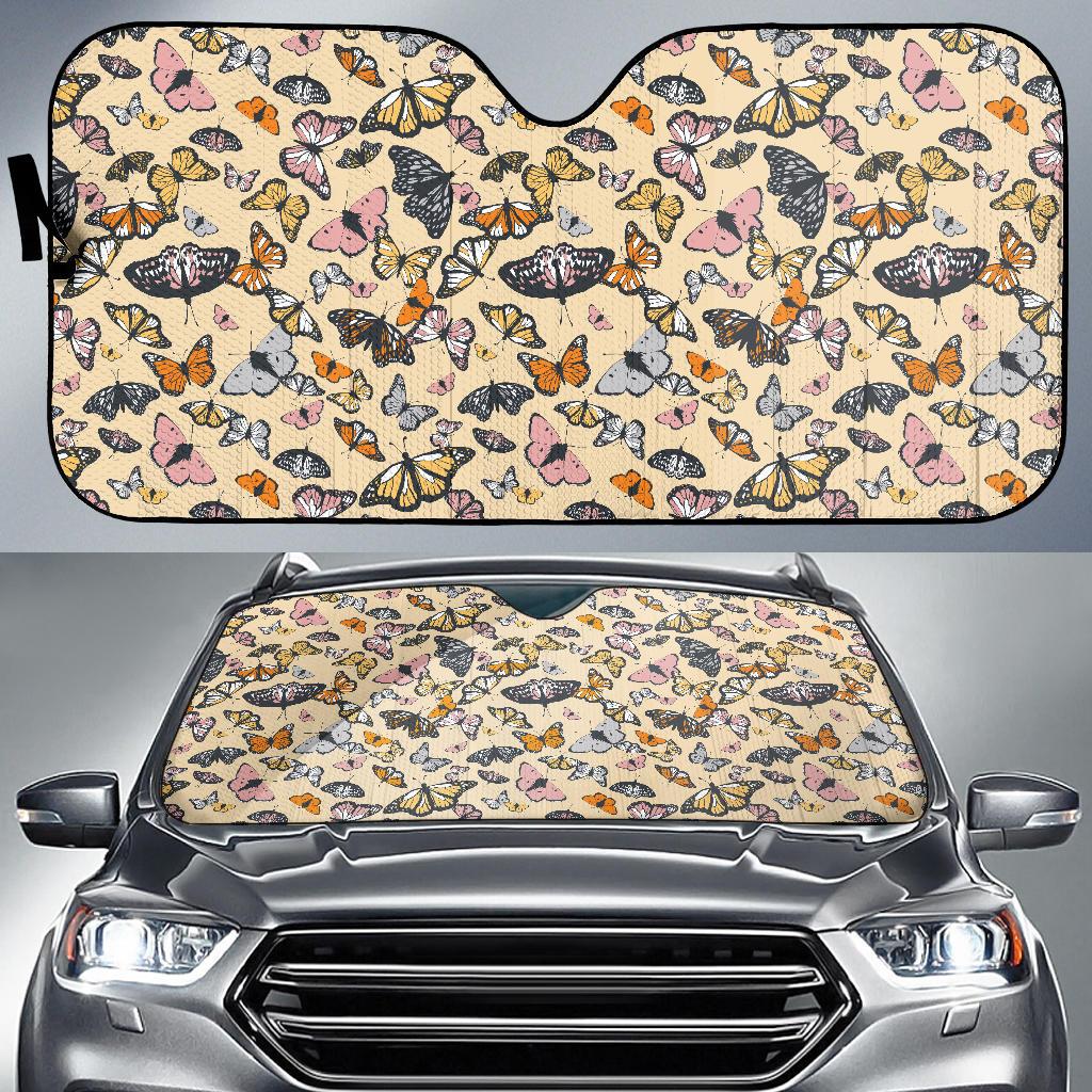 Butterfly Pattern Print Design 04 Car Sun Shade-JORJUNE.COM