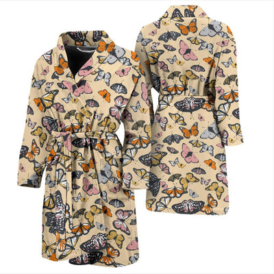 Butterfly Pattern Print Design 04 Men Bathrobe-JORJUNE.COM