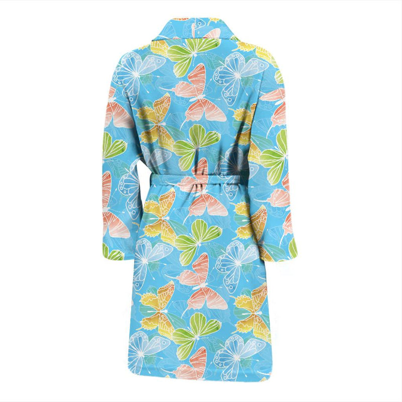 Butterfly Pattern Print Design 05 Men Bathrobe-JORJUNE.COM