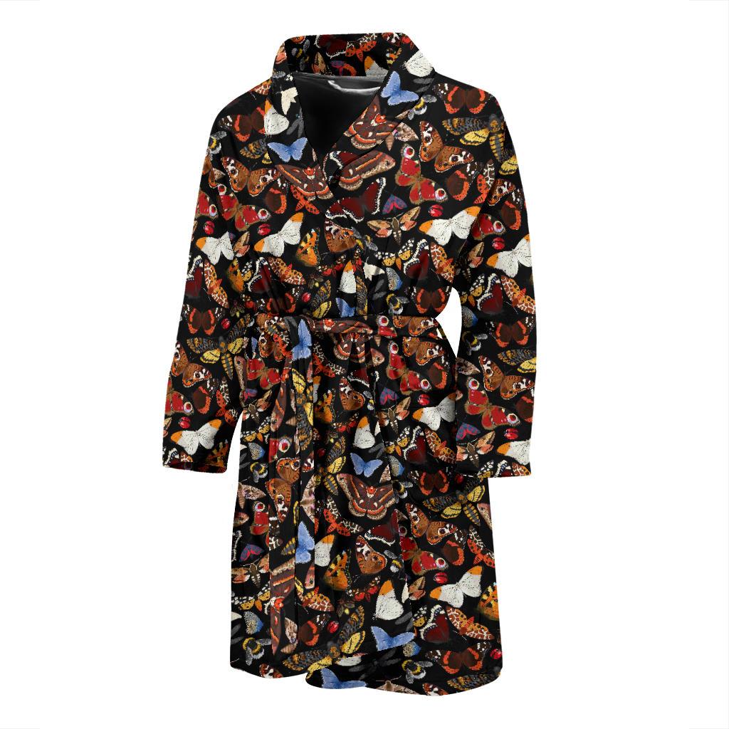 Butterfly Pattern Print Design 08 Men Bathrobe-JORJUNE.COM