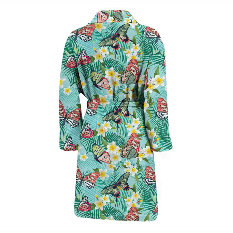 Butterfly Pattern Print Design 09 Men Bathrobe-JORJUNE.COM