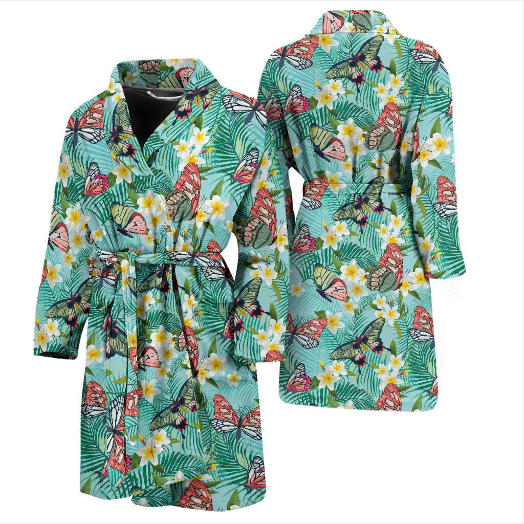Butterfly Pattern Print Design 09 Men Bathrobe-JORJUNE.COM