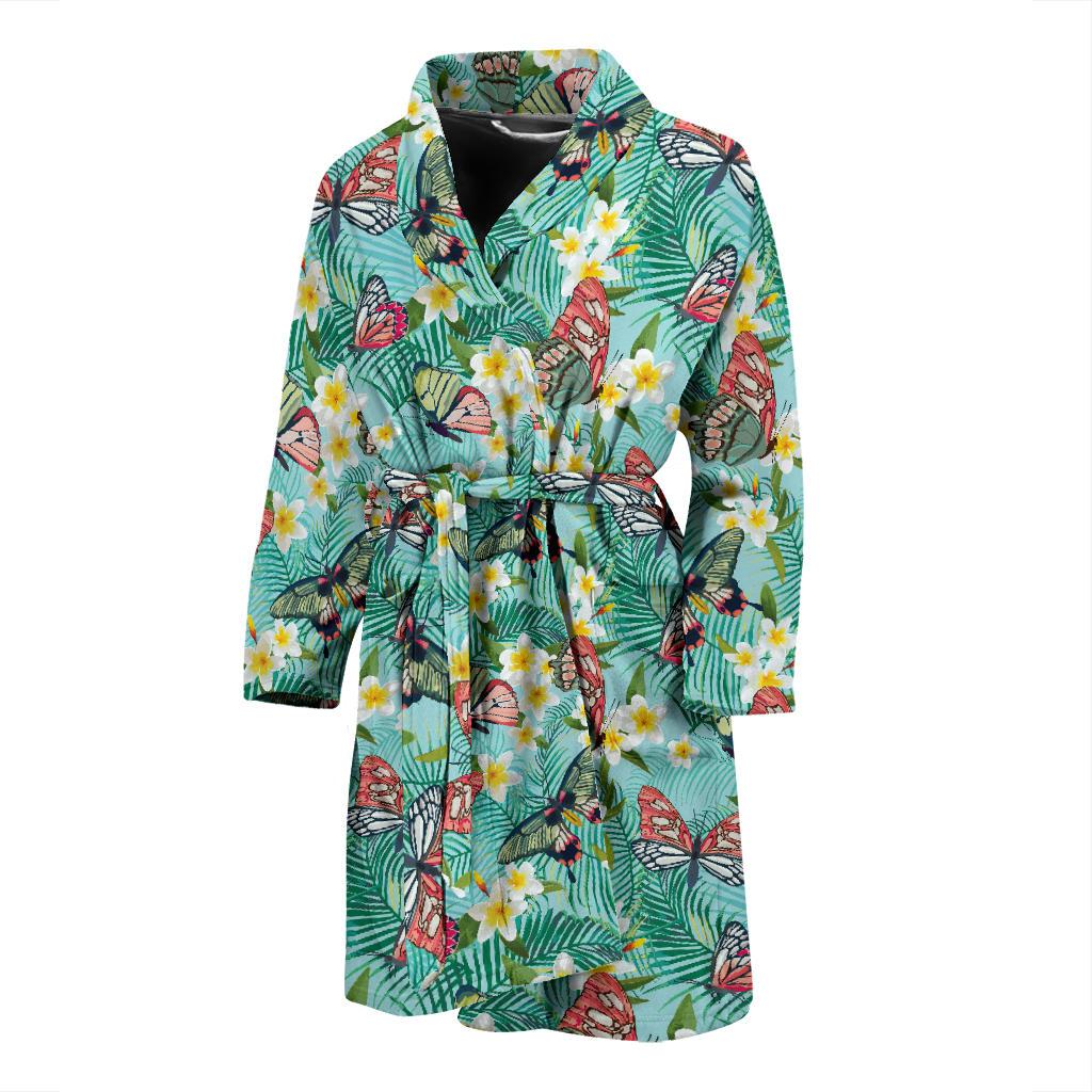 Butterfly Pattern Print Design 09 Men Bathrobe-JORJUNE.COM