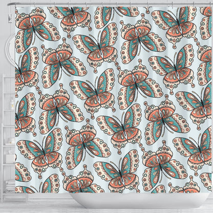 Butterfly Pattern Shower Curtain