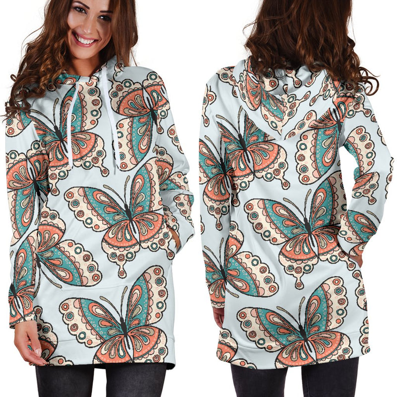 Butterfly Pattern Women Hoodie Dress