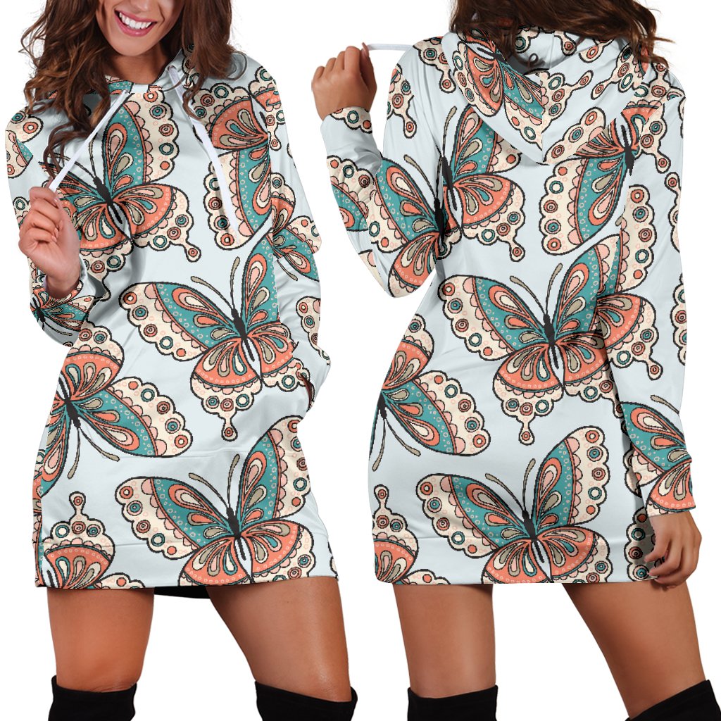 Butterfly Pattern Women Hoodie Dress