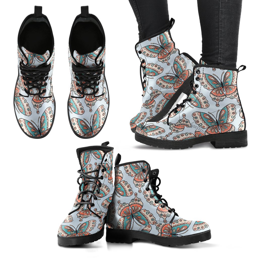 Butterfly Pattern Women Leather Boots