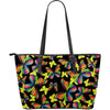 Butterfly Rainbow Large Leather Tote Bag