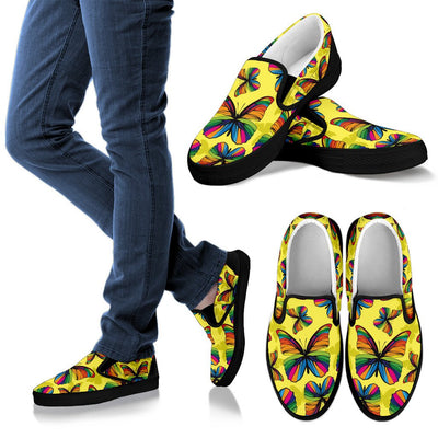 Butterfly Rainbow Men Canvas Slip On Shoes