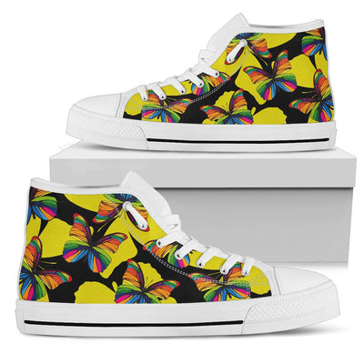 Butterfly Rainbow Men High Top Canvas Shoes