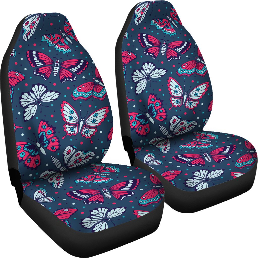 Butterfly Red Deep Blue Print Pattern Universal Fit Car Seat Covers