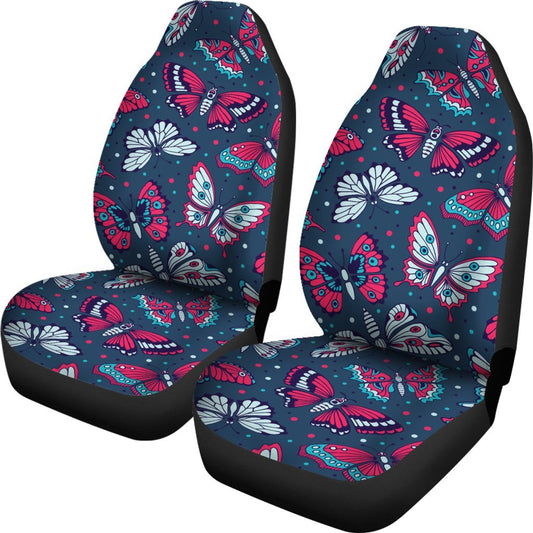 Butterfly Red Deep Blue Print Pattern Universal Fit Car Seat Covers