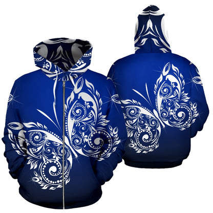 Butterfly Tribal All Over Zip Up Hoodie