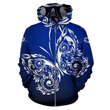 Butterfly Tribal All Over Zip Up Hoodie