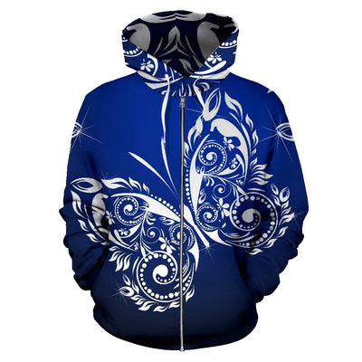 Butterfly Tribal All Over Zip Up Hoodie