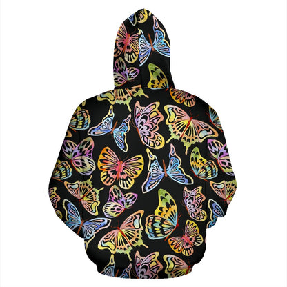 Butterfly Water Color Rainbow All Over Zip Up Hoodie