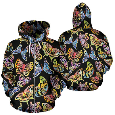 Butterfly Water Color Rainbow All Over Zip Up Hoodie