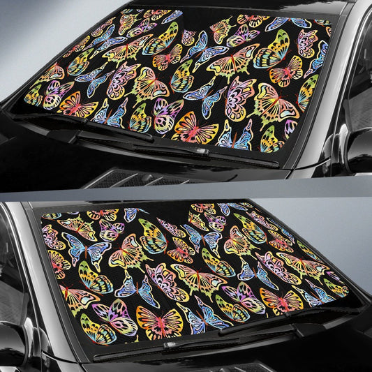 Butterfly Water Color Rainbow Car Sun Shade-JorJune