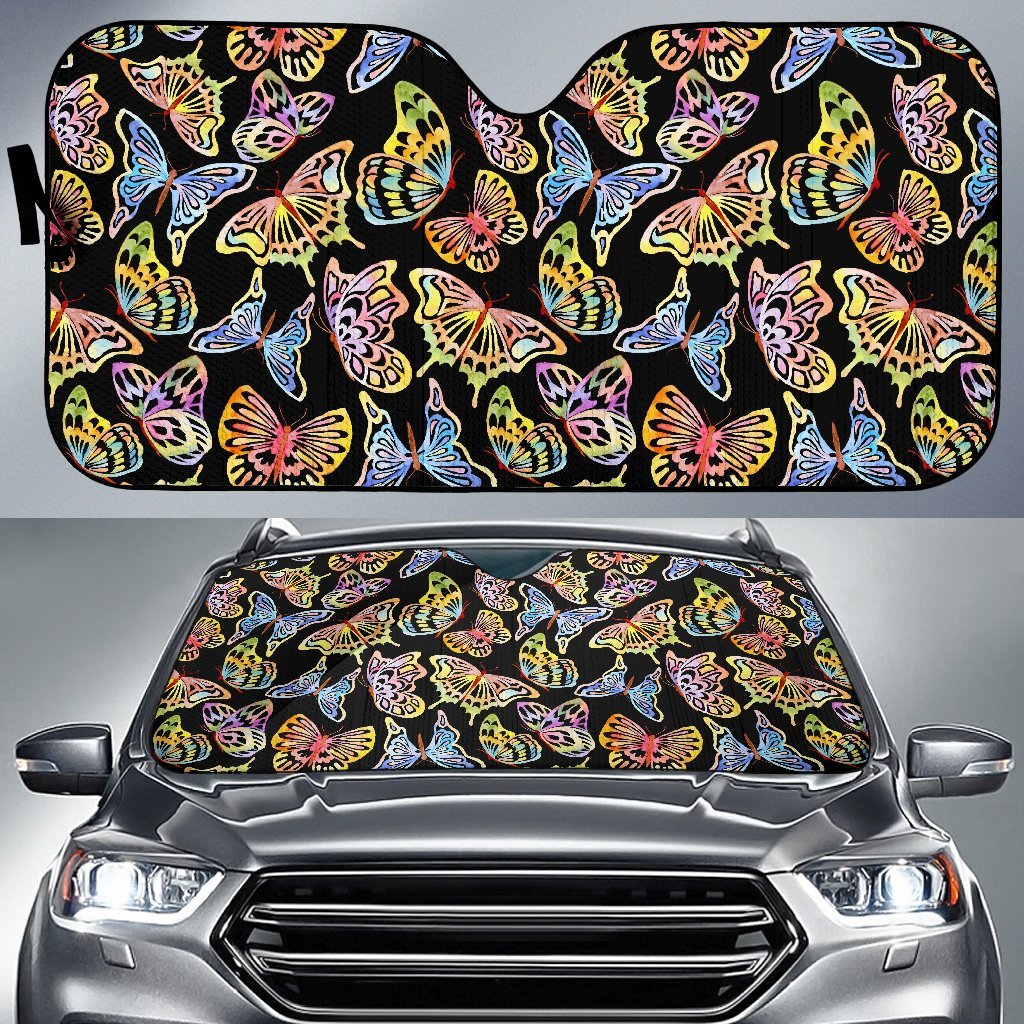 Butterfly Water Color Rainbow Car Sun Shade-JorJune